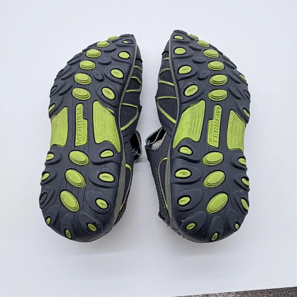 Merrell Hydro Kids Water Sandals Grey Lime Green Size 2M MC54859 Hiking Shoes